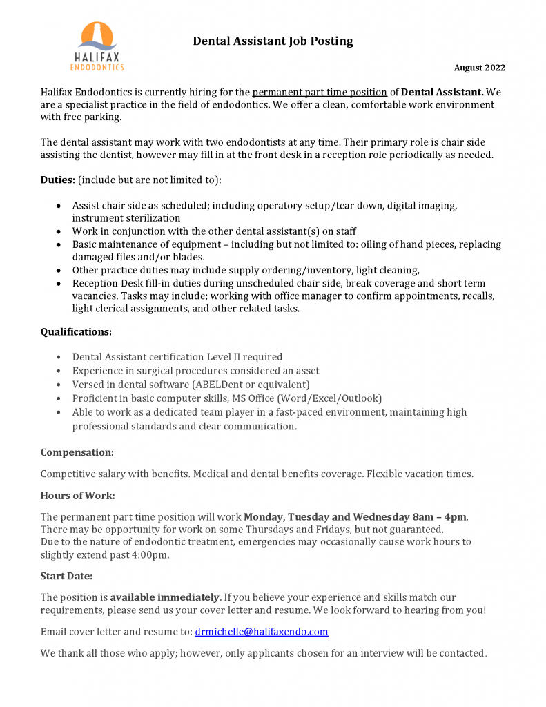 Employment Opportunities Halifax NS, Halifax Endodontics